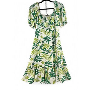 Macy's - Dylan Ryan‎ Juniors' Almost Famous Leaf-Print Puff-Sleeve Dress Size M